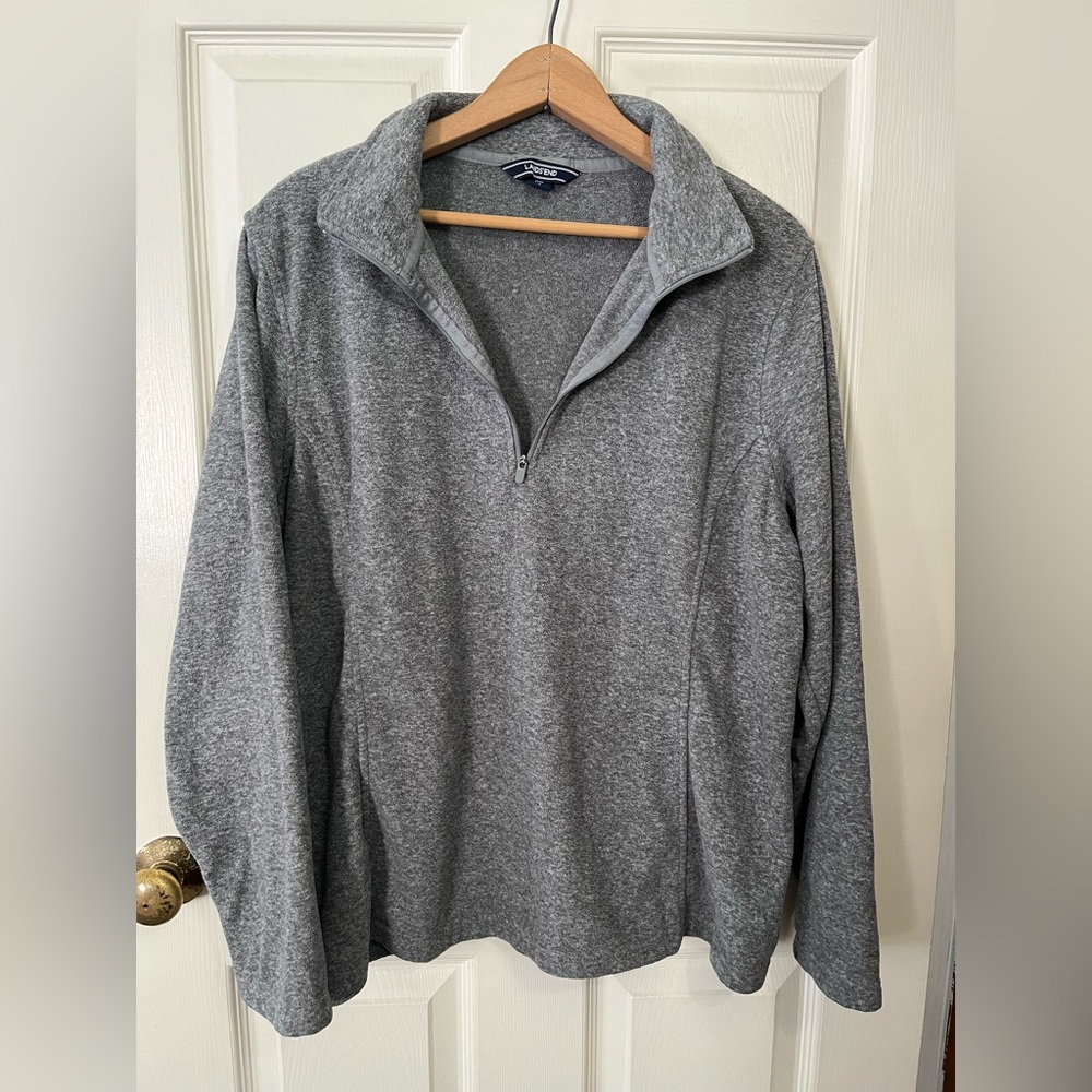 Lands' End Women’s XL-18 Gray 1/4 Zip Fleece